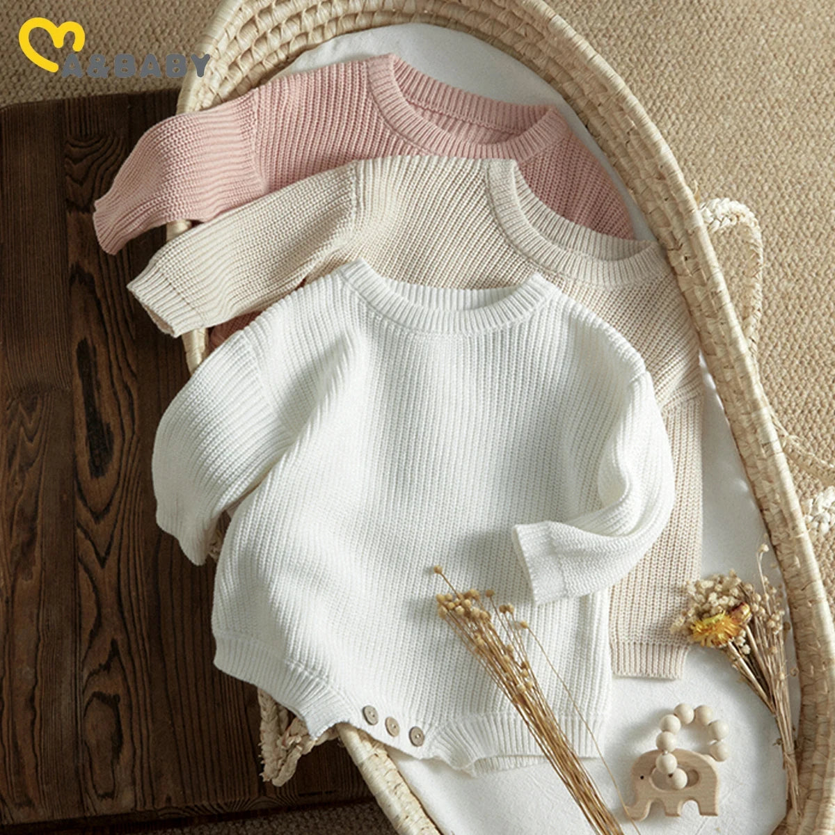 Newborn Infant Baby Girl Boy Romper Knit Jumpsuit Solid Color Warm Fall Winter