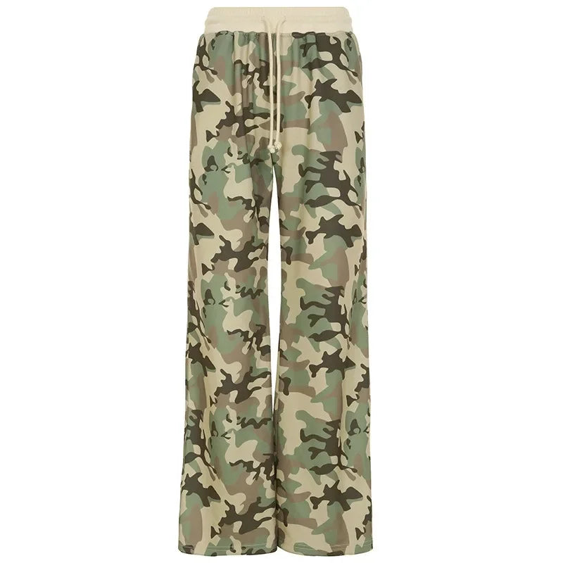 Women Camouflage Hooded Hoodie Sweatpants Casual Long Sleeve Zipper Jacket Hip Hop Sweatshirt Autumn Winter Y2K Streetwear Pants