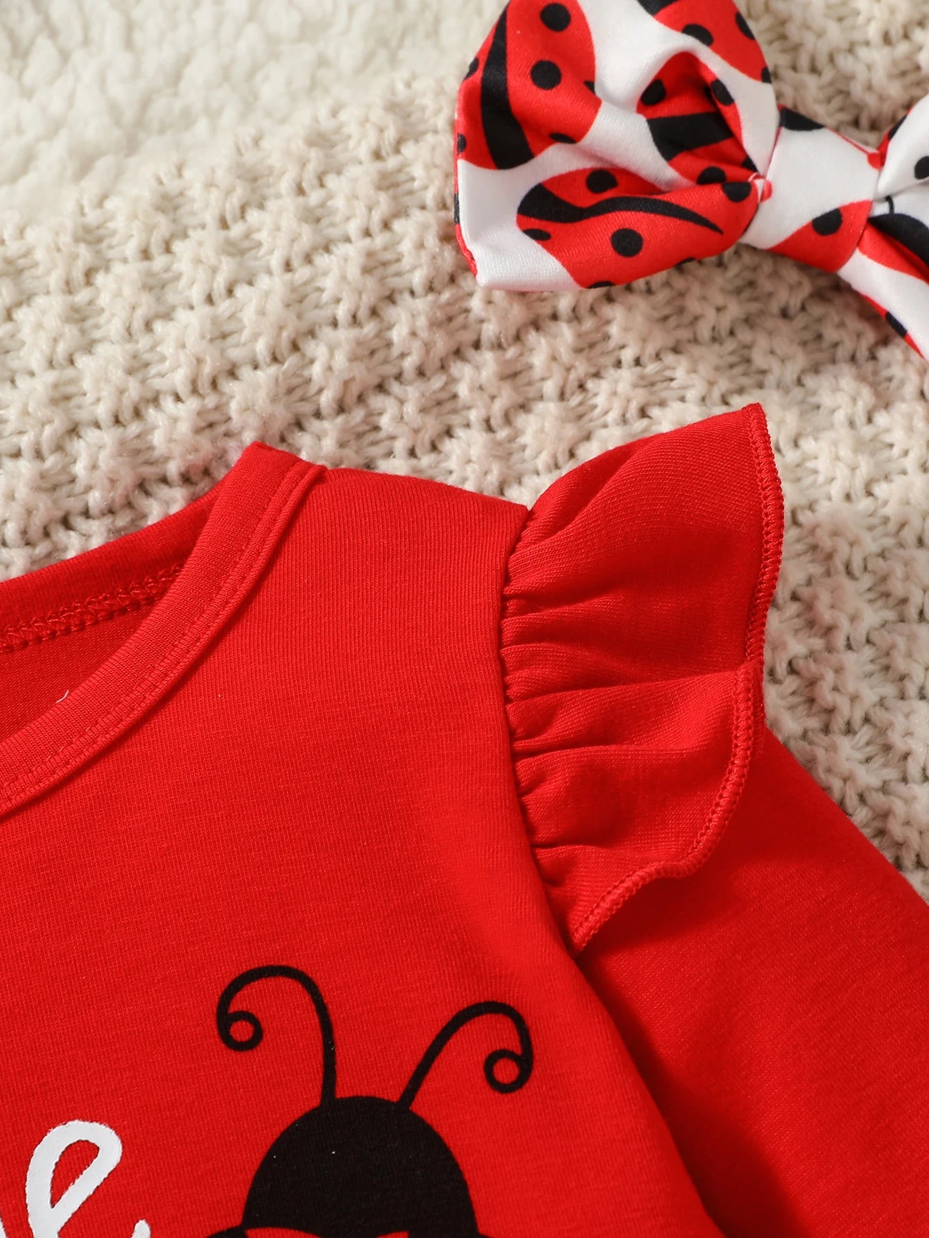 Baby Girl Fashion Clothes Infant Long Sleeve Cartoon Ladybird Bodysuit +Pant Set+Headband 3PCS