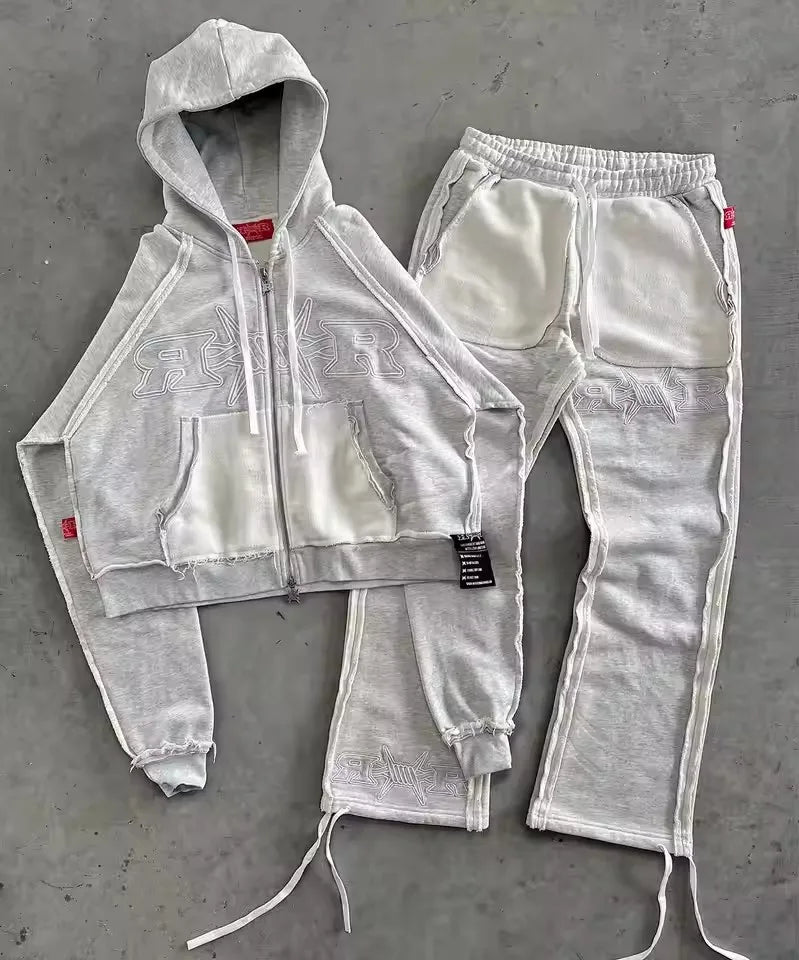 Retro Rebel Y2K Letter Hoodie & Sweatpants Co-Ord