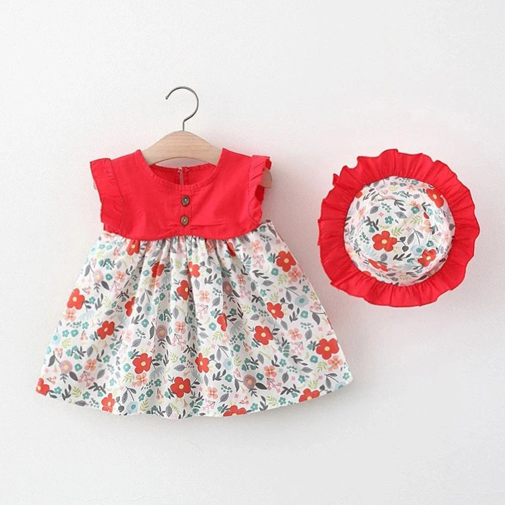Cute Sleeveless Girl 2Pieces Sets Short Pants+Dress Set Stripe Patten