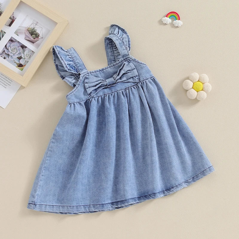 Baby Girl Denim Sleeveless Casual Jean Dress Princess