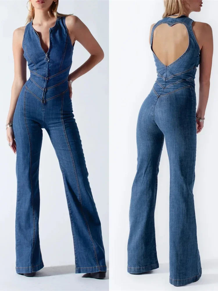 Heartlines & Hugs Retro Denim Jumpsuits