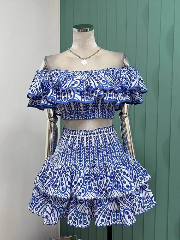 Boho Bloom & Bare Shoulders Embroidered Escape Co-Ord