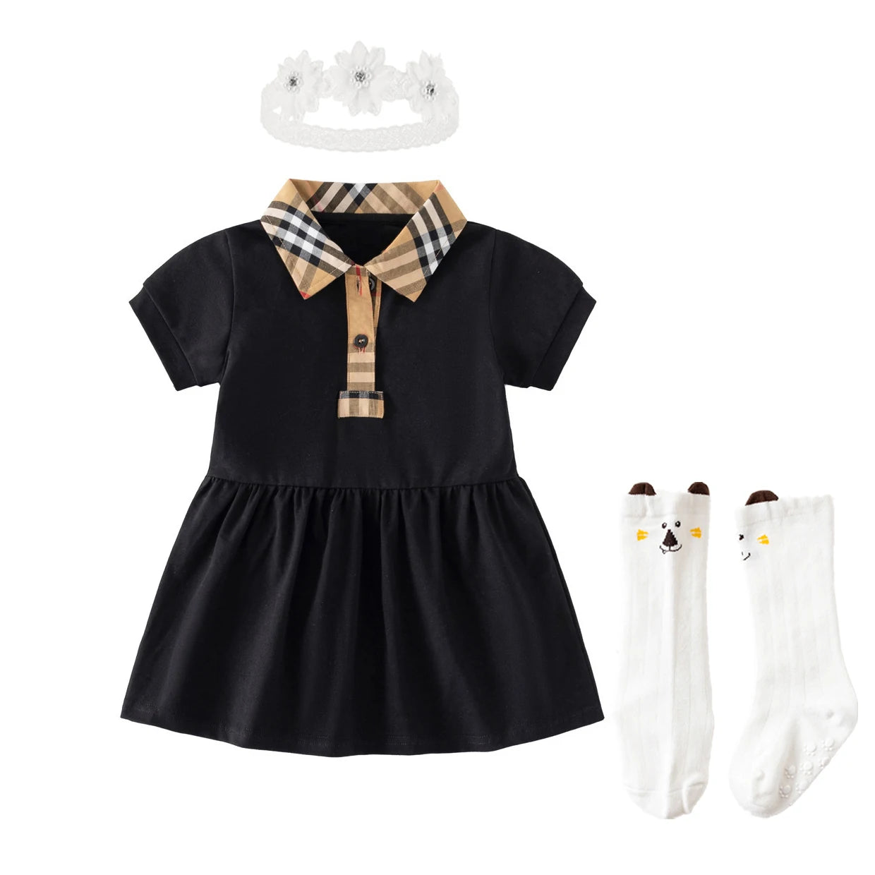 Baby Girl Dress Plaid Pattern Clothes Baby Dress