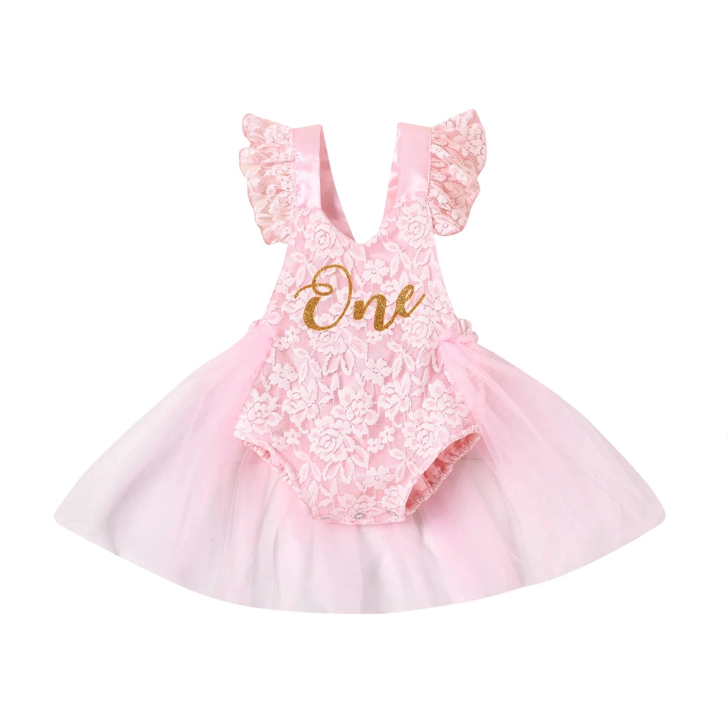 Baby Girls First Birthday Cute Sleeveless Letter Print Jumpsuits Infant Tutu Dress
