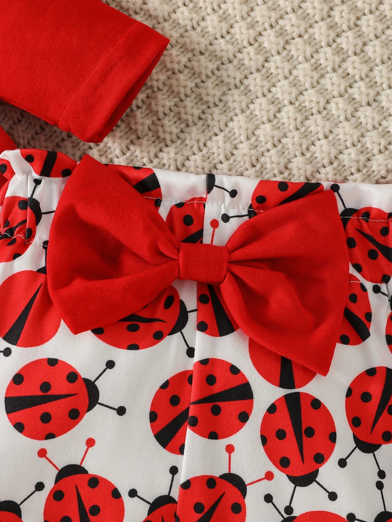 Baby Girl Fashion Clothes Infant Long Sleeve Cartoon Ladybird Bodysuit +Pant Set+Headband 3PCS