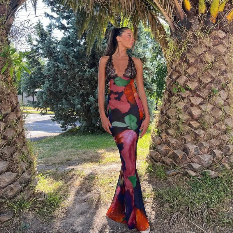 Wild Allure Leopard Lace Maxi Dress