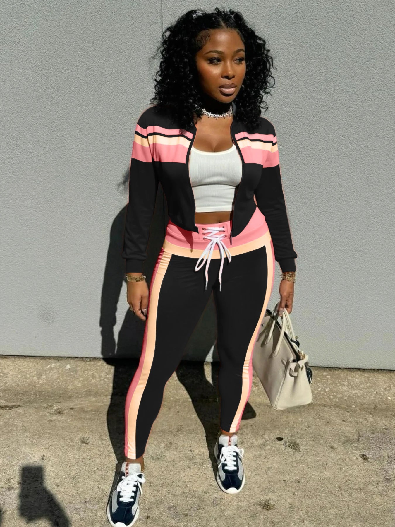 Trendy Woman Patchwork 2-Piece Tracksuit