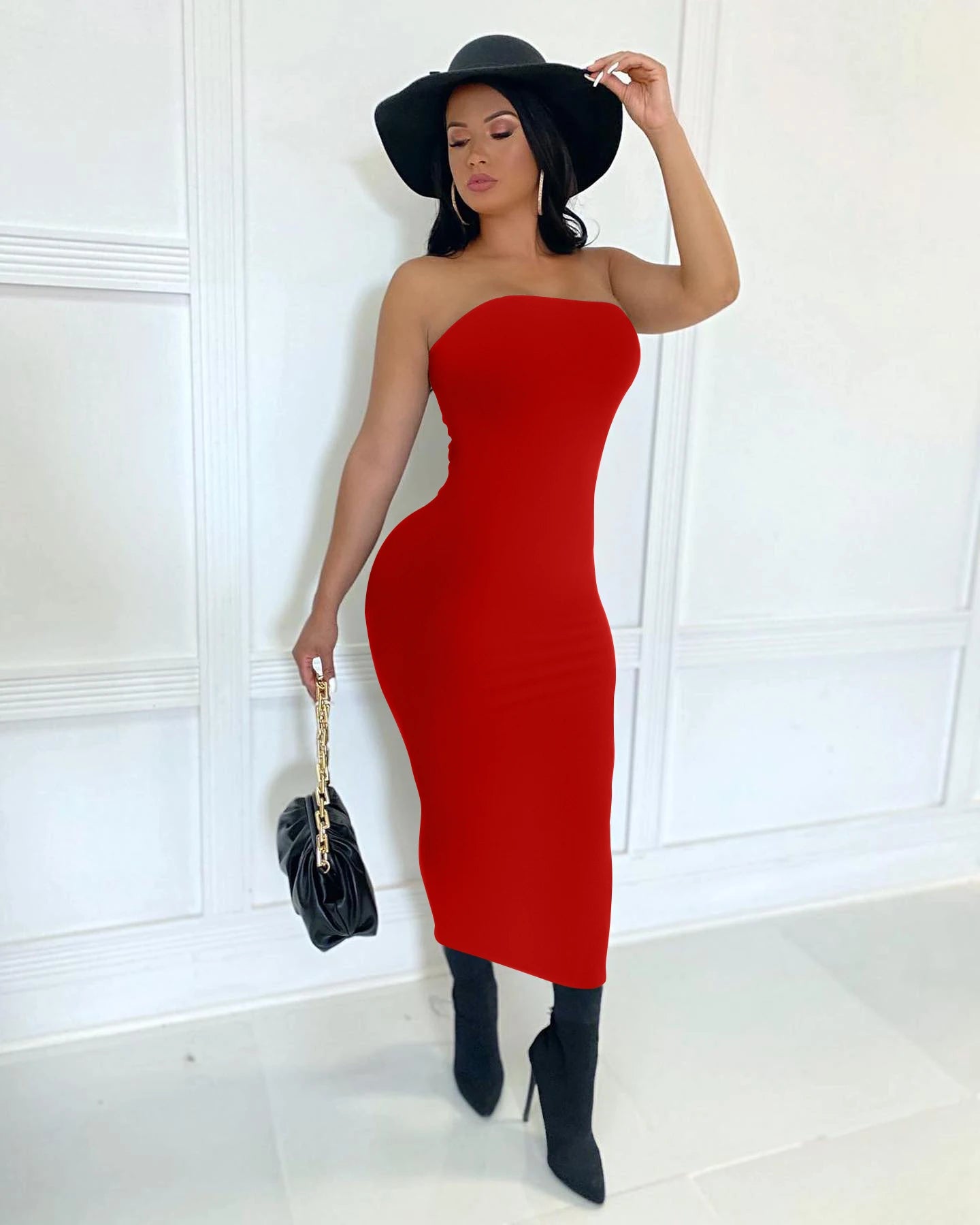 women's sexy sleeveless chest wrapped Long Beach Dress