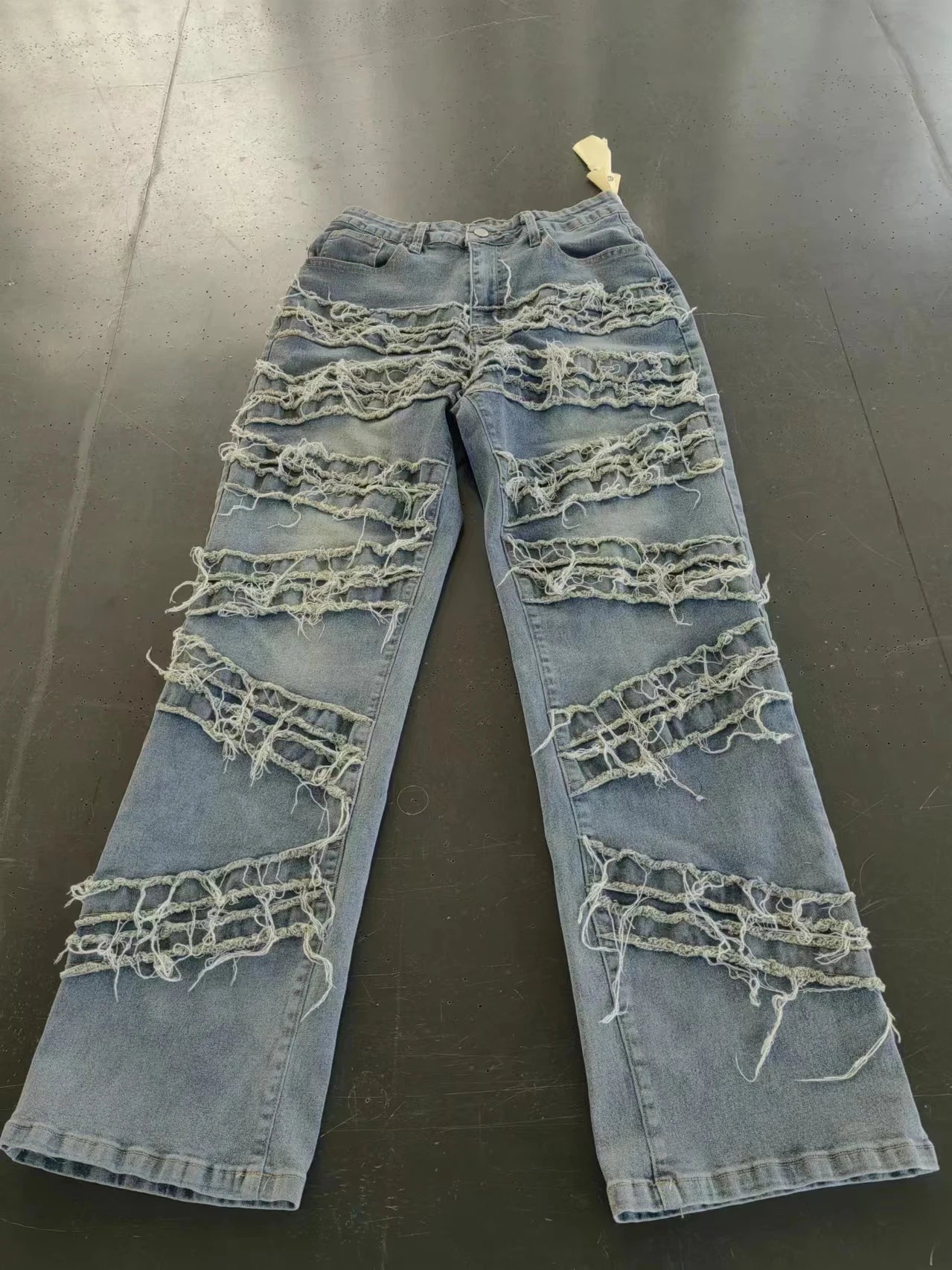 y2k Clothes Streetwear Jeans Tassel Pants Women 2024 Casual High Waist Design denim Blue Fashion Baggy Design Trousers Pants
