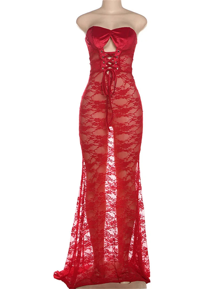 Luxe Coquette Lace Patchwork Maxi Dress