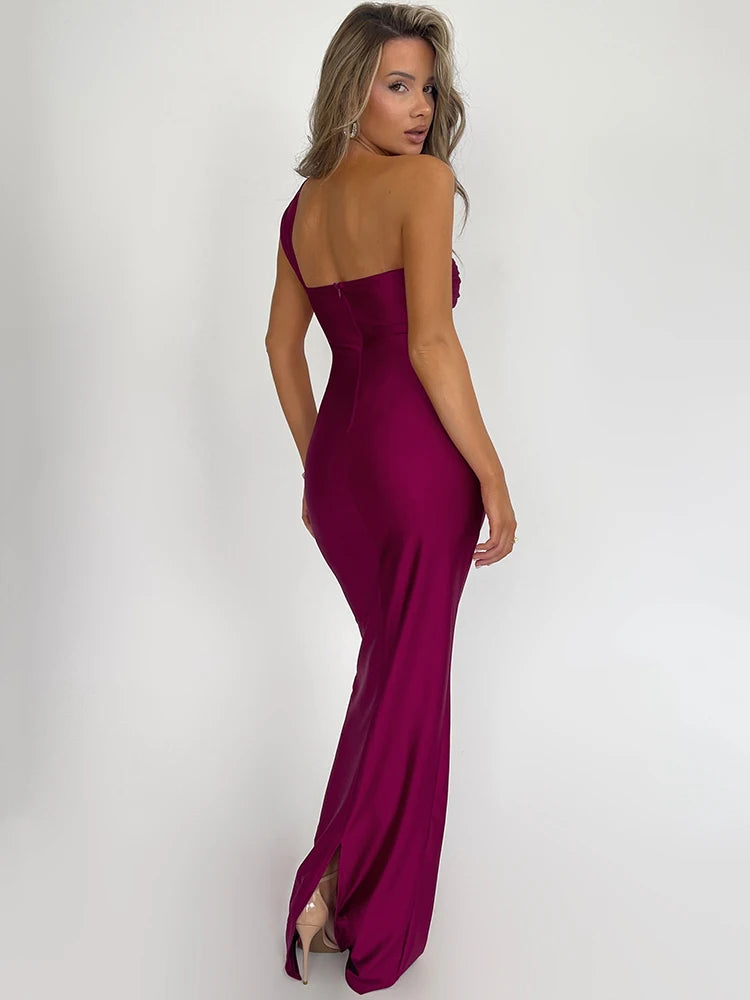 Chic Allure Strapless One Shoulder Sleeveless Bodycon Maxi Dress