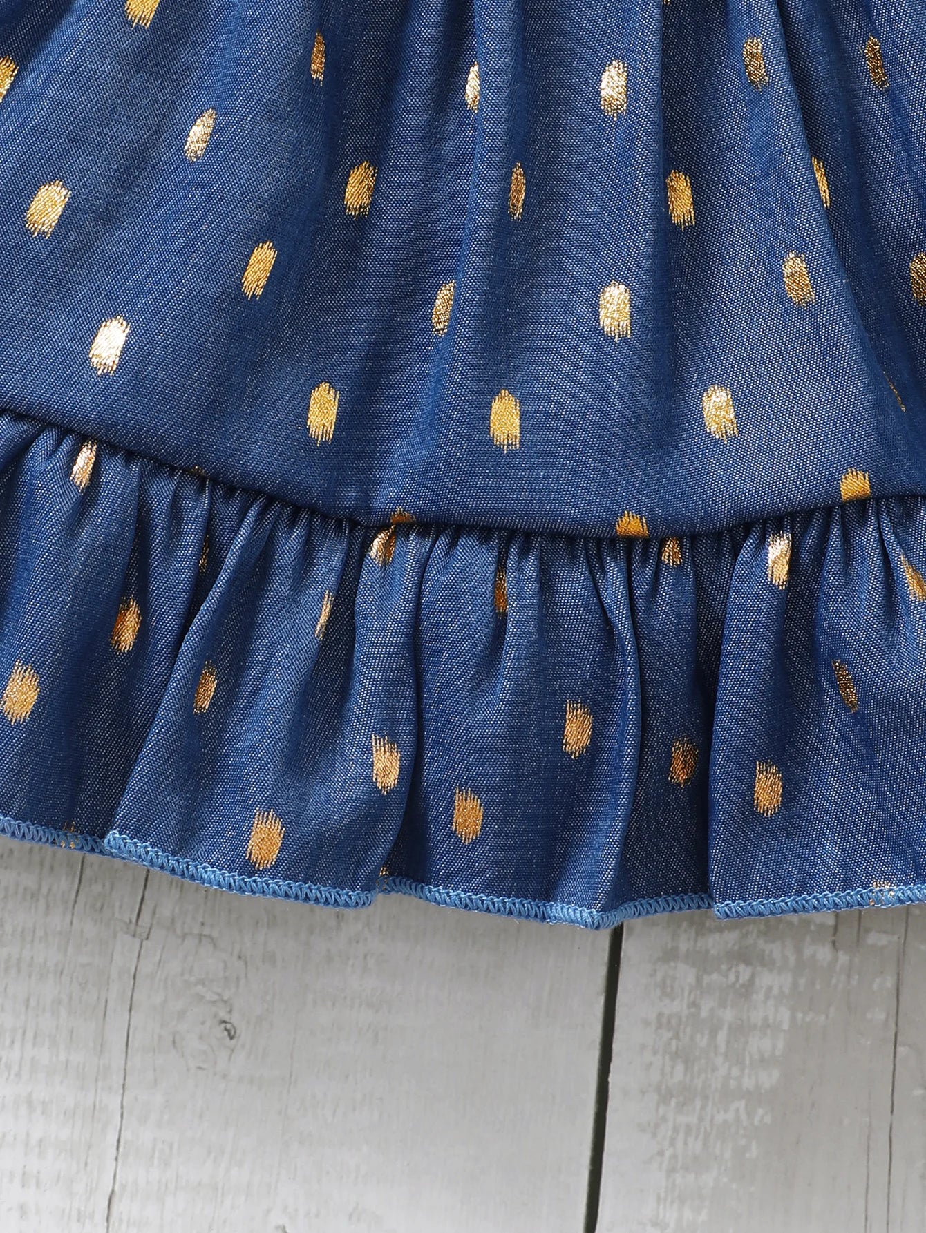 Baby Girl Golden Dot Slip Blue Princess Dresses with Headband Set
