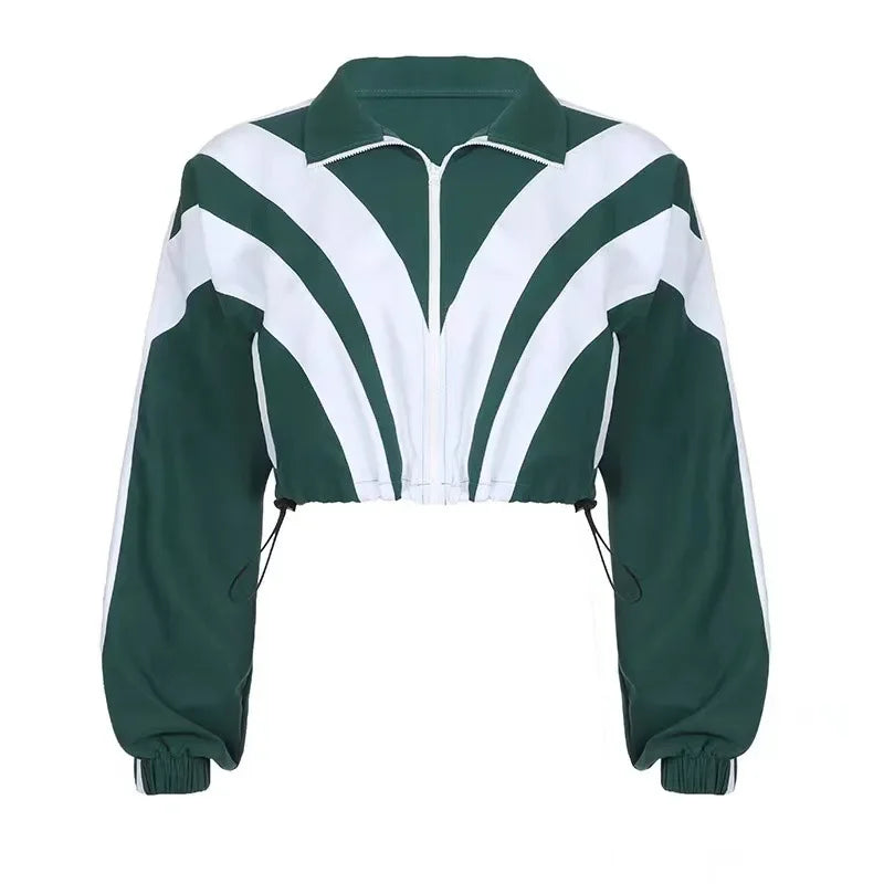 Women Zipper Coat Side Striped Jogging Pants Matching Set Autumn Workout Activewear Sport Tracksuit