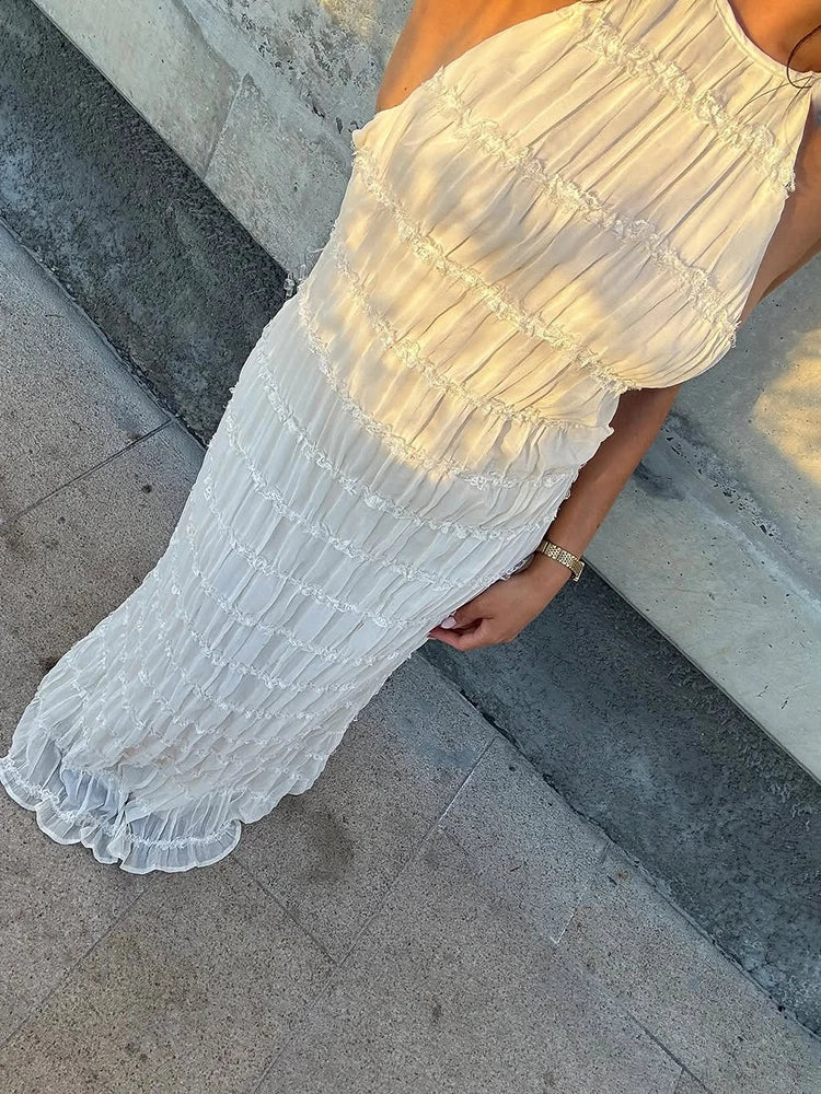 Chic Breeze Backless Ruched Maxi Dress