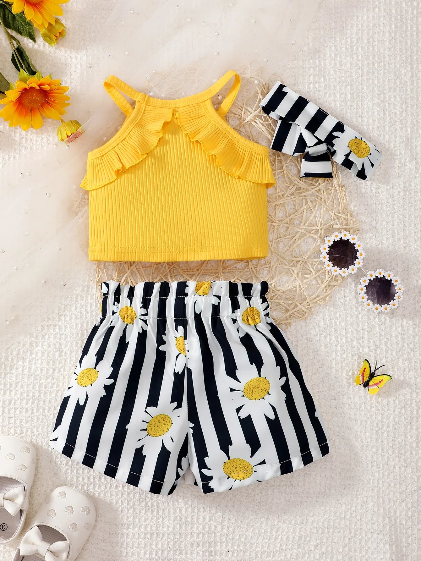 Newborn Baby floral Printed Bow Decoration Casual Daily Wear Headscarf