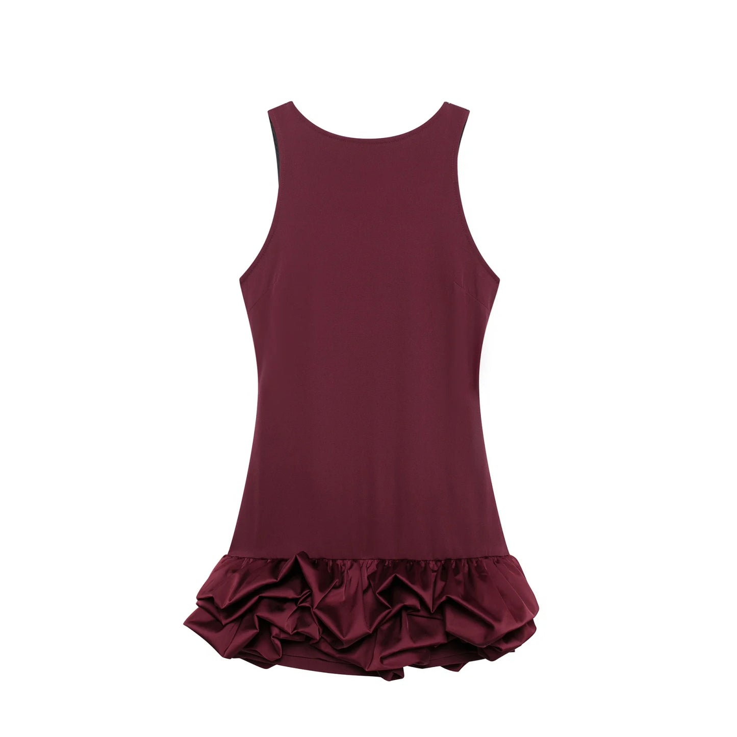 Chic Voluminous Playsuit Dress Female Back Zipper O-Neck Dress Ladies Elegant