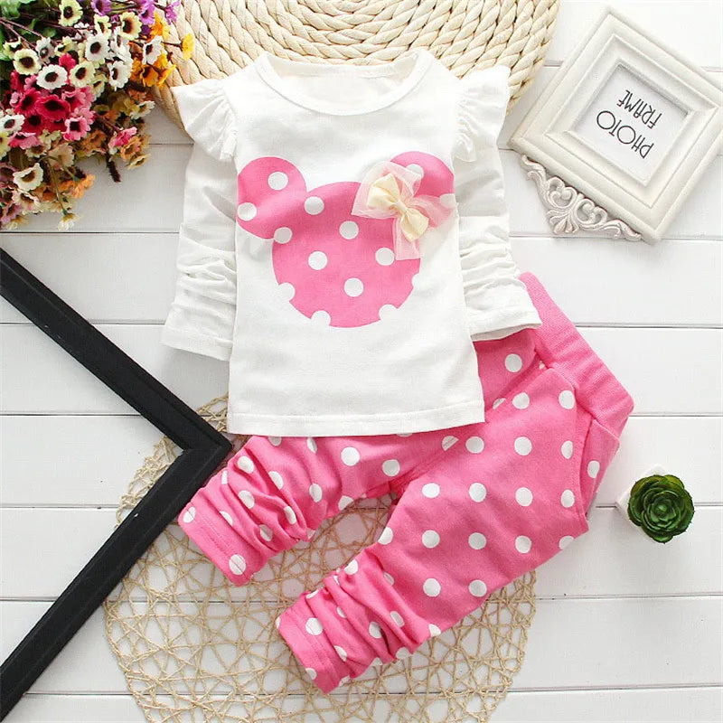 Toddler girl cartoon long sleeved set T-shirt+pants 2-piece children's fashion baby jacket newborn cotton set