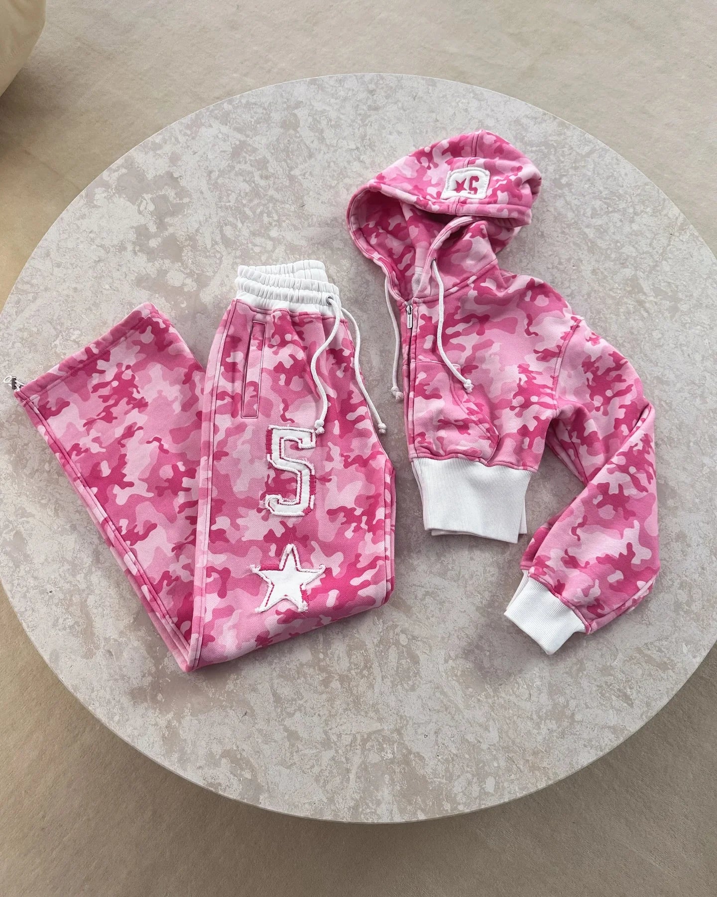 Streetwear Harajuku Retro Pink Two-Piece Set