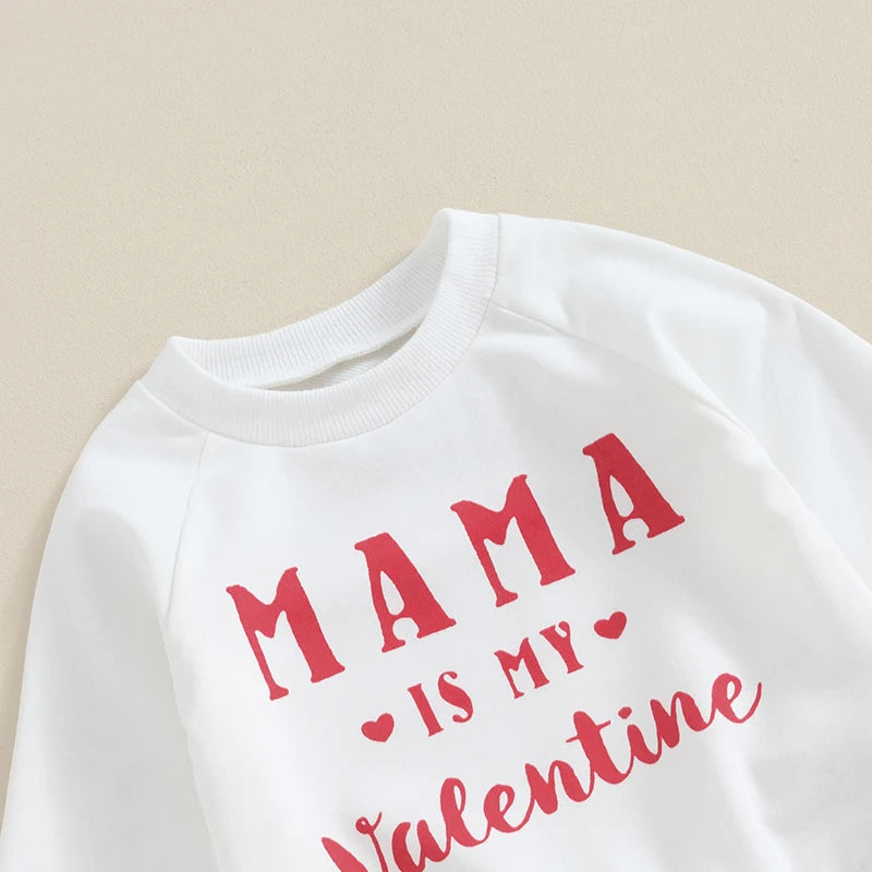 Valentine's Day Infant Baby Boys Pants Set Long Sleeve Letters Print Sweatshirt Elastic Waist Pants Outfit Suit