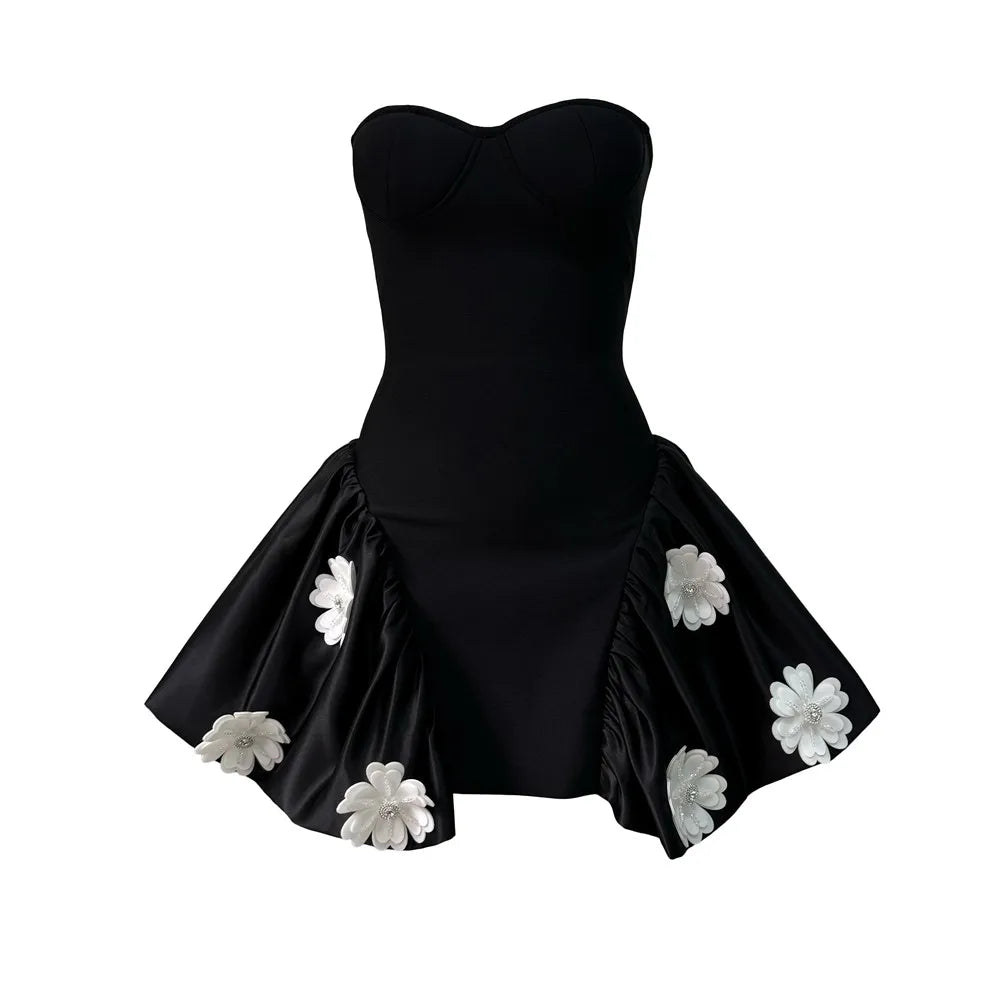 Sexy Strapless Bandage Patchwork Elegant Dresses