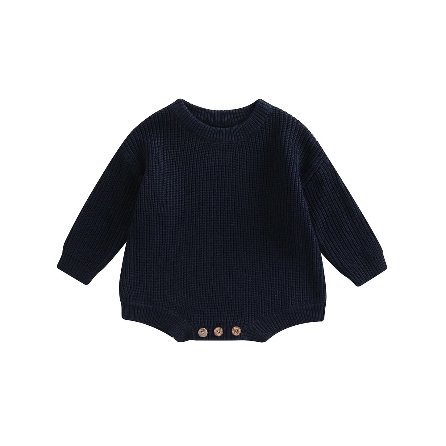Newborn Infant Baby Girl Boy Romper Knit Jumpsuit Solid Color Warm Fall Winter