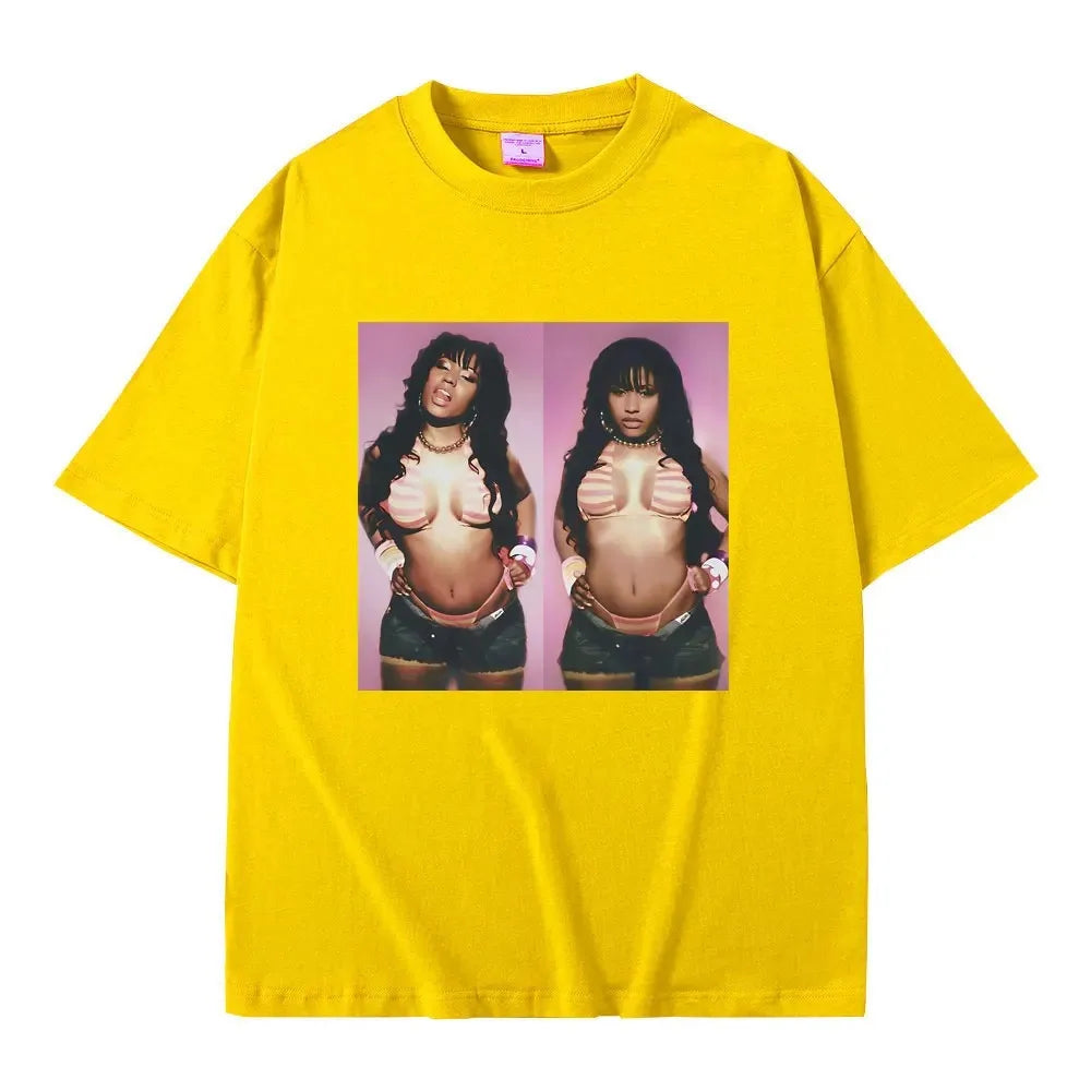 Rapper Nicki Minaj Graphic Print Tshirt Men Women Hip Hop Fashion Oversized T-shirts Streetwear Unisex Vintage Crewneck T Shirts