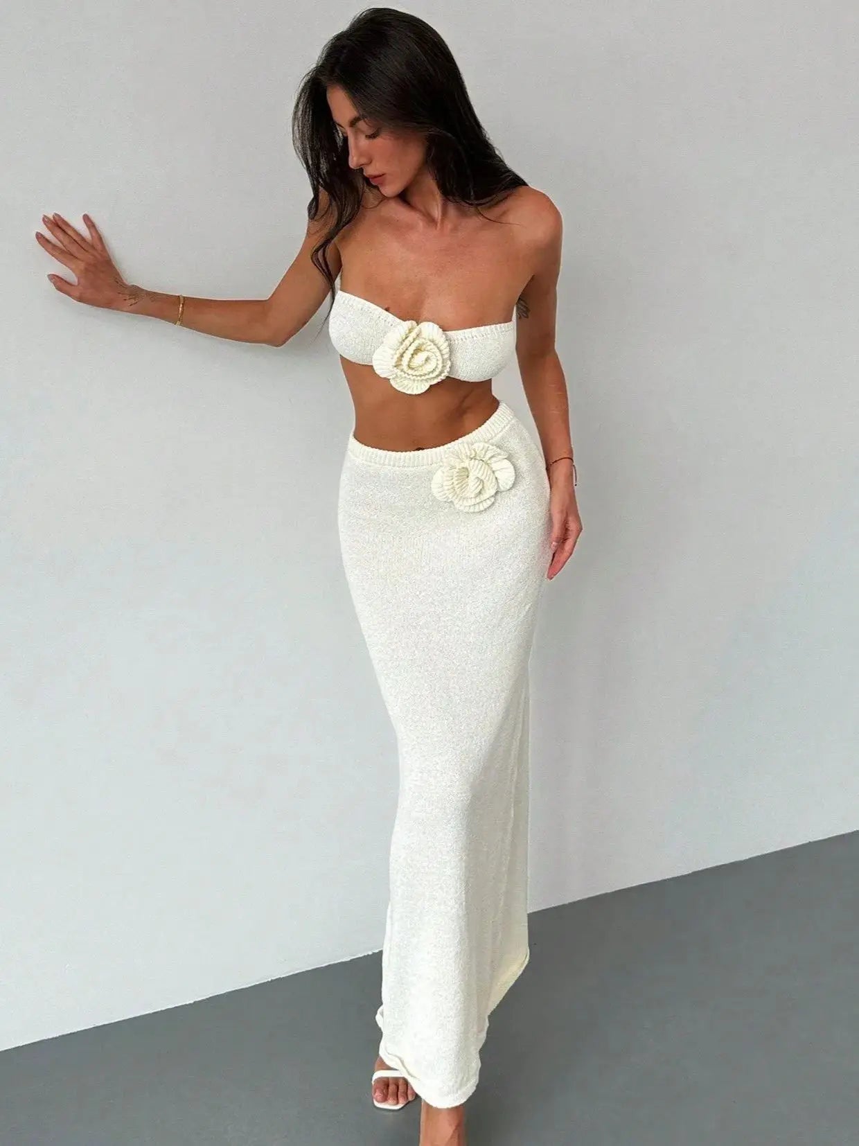 Seaside Garden Muse Knit Skirt & 3D Flower Bikini-Inspired Co-Ord
