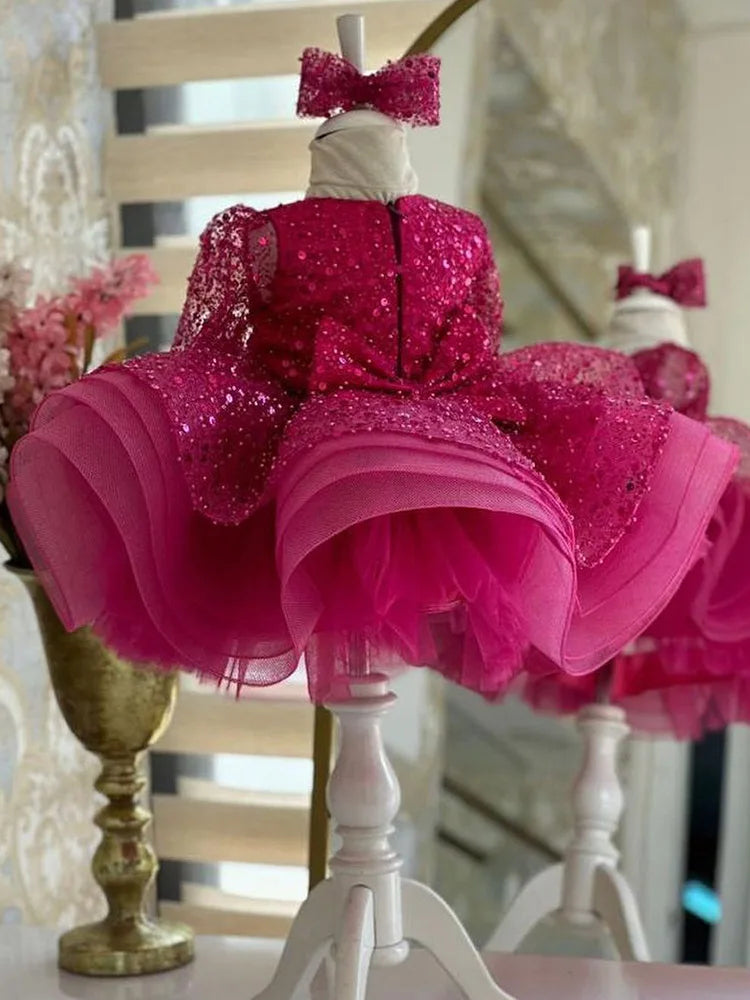 Elegant Socialite Girl Dress Sequin Birthday Dance Party Gorgeous Dress Graduation Banquet Evening Dress Girls Clothing Dresses