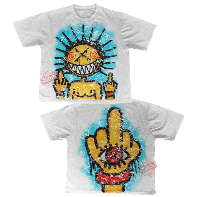 High Streetwear Oversized Graphic T Shirt Women Couple Y2k Top Hiphop Goth All Cotton Material Shirts Tops