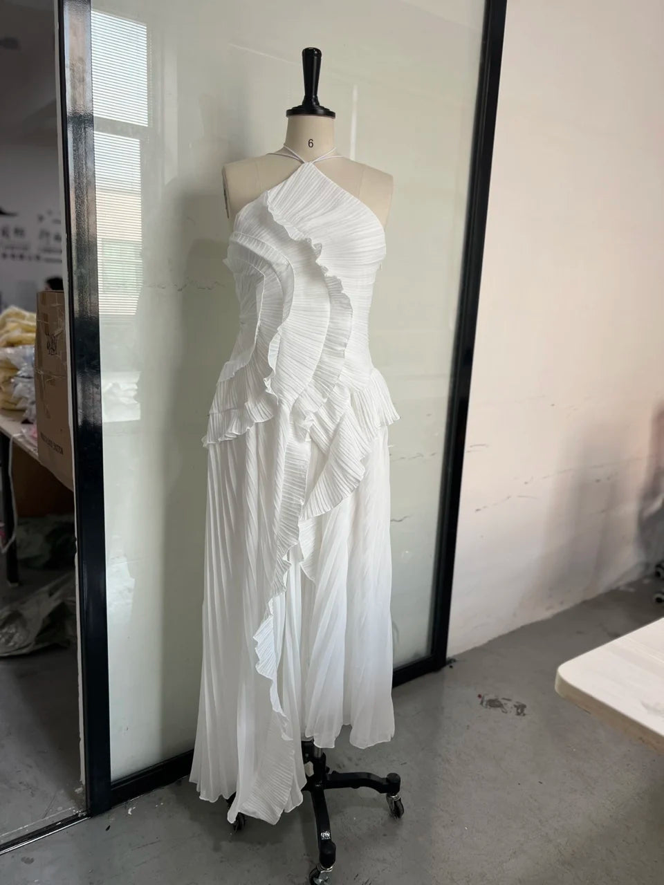 Royal Bloom Halter Tiered Ruffles Backless Party Dress