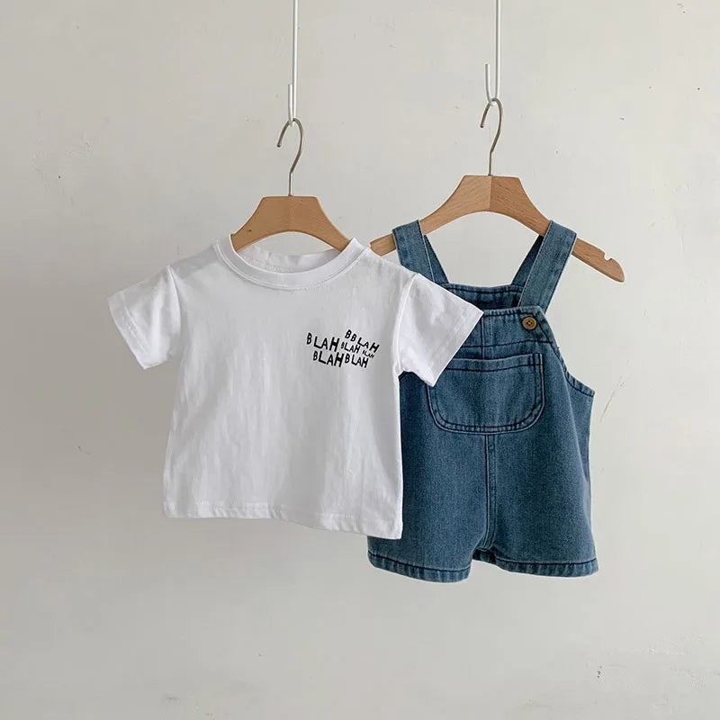 Infant Tee and Denim Overall Suit Toddler Outfit