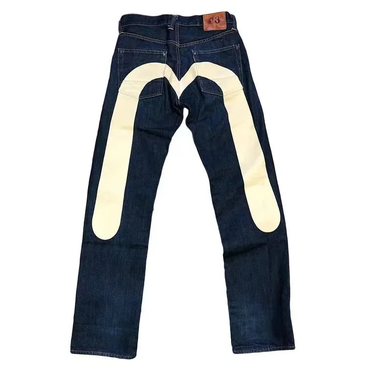 Y2K New Best-Selling Jeans Retro Personalized Print Jeans Women’s Punk Hip Hop Gothic Loose Straight Denims Couple Street wear