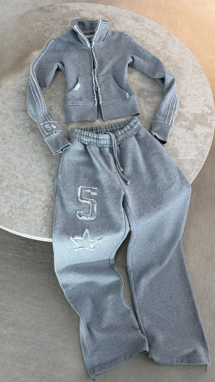 Retro Rebel Y2K Letter Hoodie & Sweatpants Co-Ord