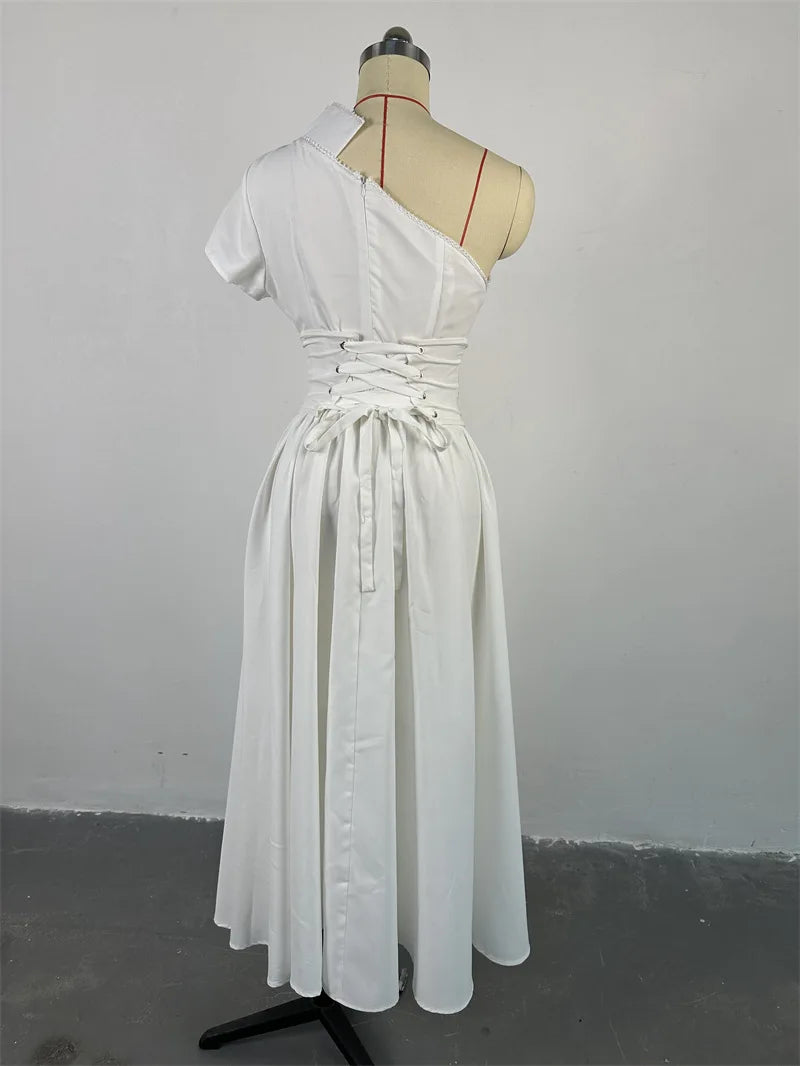 Women One Short Sleeve Tunic High Waist Maxi Chic Evening Dress
