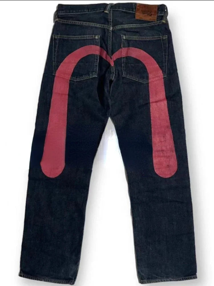 Y2K New Best-Selling Jeans Retro Personalized Print Jeans Women’s Punk Hip Hop Gothic Loose Straight Denims Couple Street wear