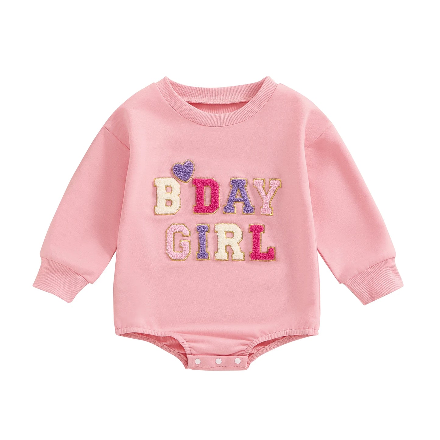 Baby Boys Girls Birthday Bodysuit Long Sleeve Letter Embroidery Playsuit Fall Clothes