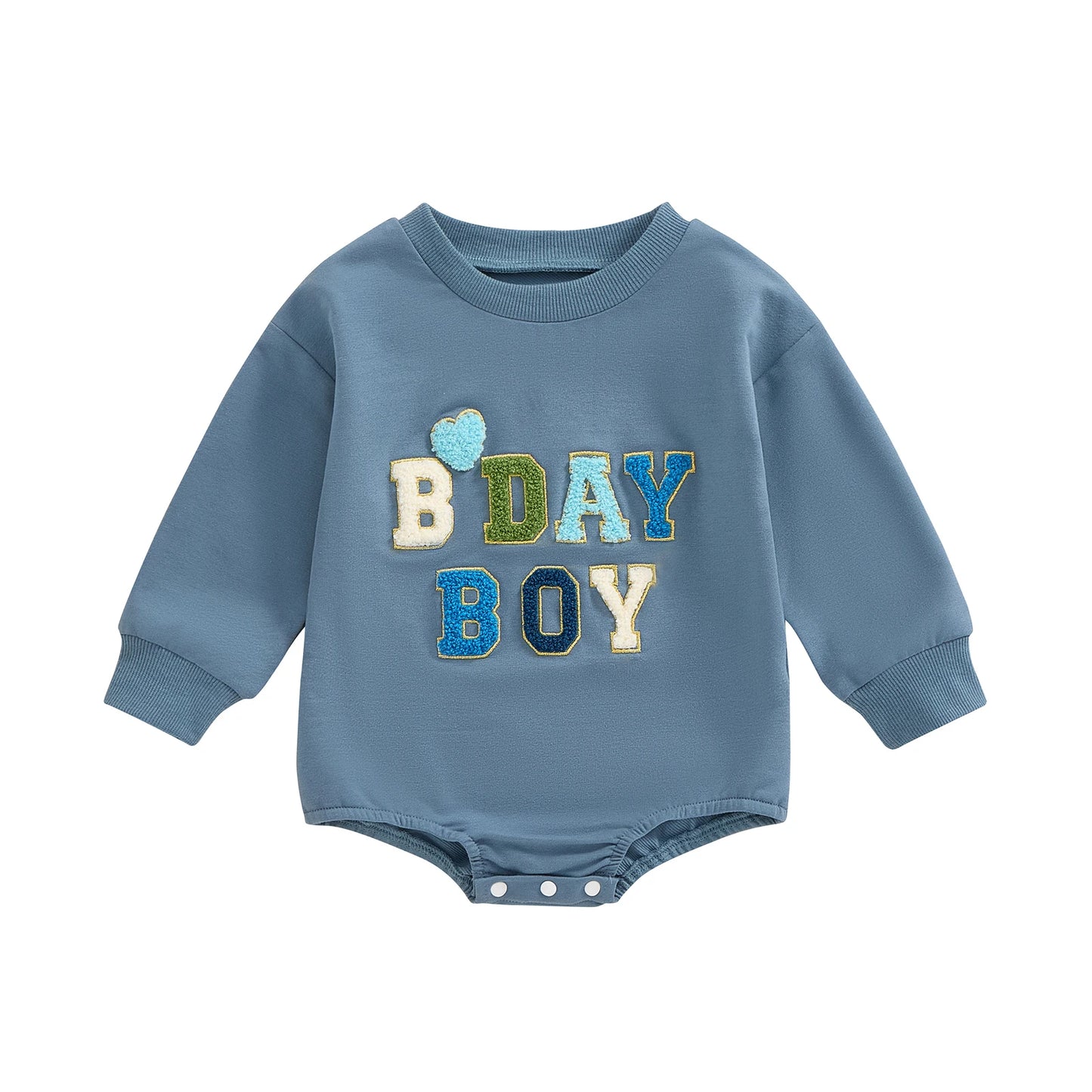 Baby Boys Girls Birthday Bodysuit Long Sleeve Letter Embroidery Playsuit Fall Clothes