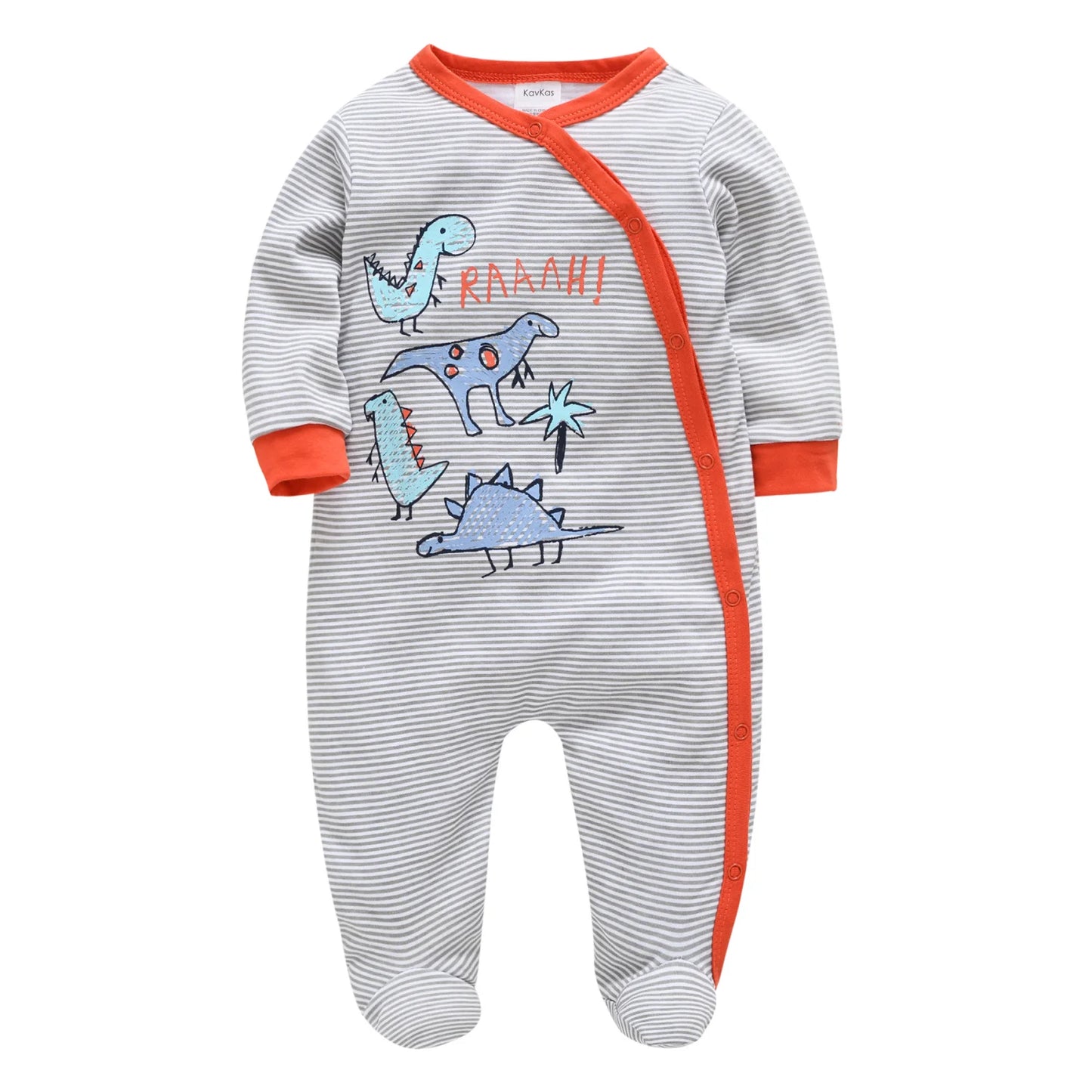 KAVKAS Baby Boys Clothing Cotton Cartoon Printing Kids Rompers Knit Newborn Overalls Orange Pajamas Baby Jumpsuit