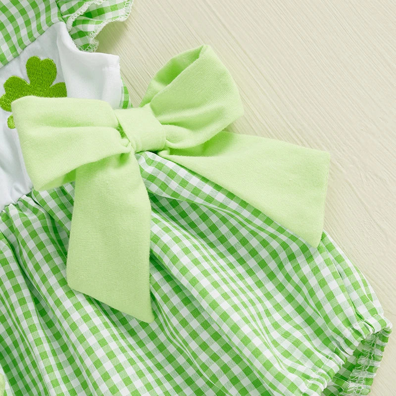 St Patricks Day Baby Girl Baby Girl Outfit Newborn Ruffle Shamrock Romper Infant Bow Bodysuit