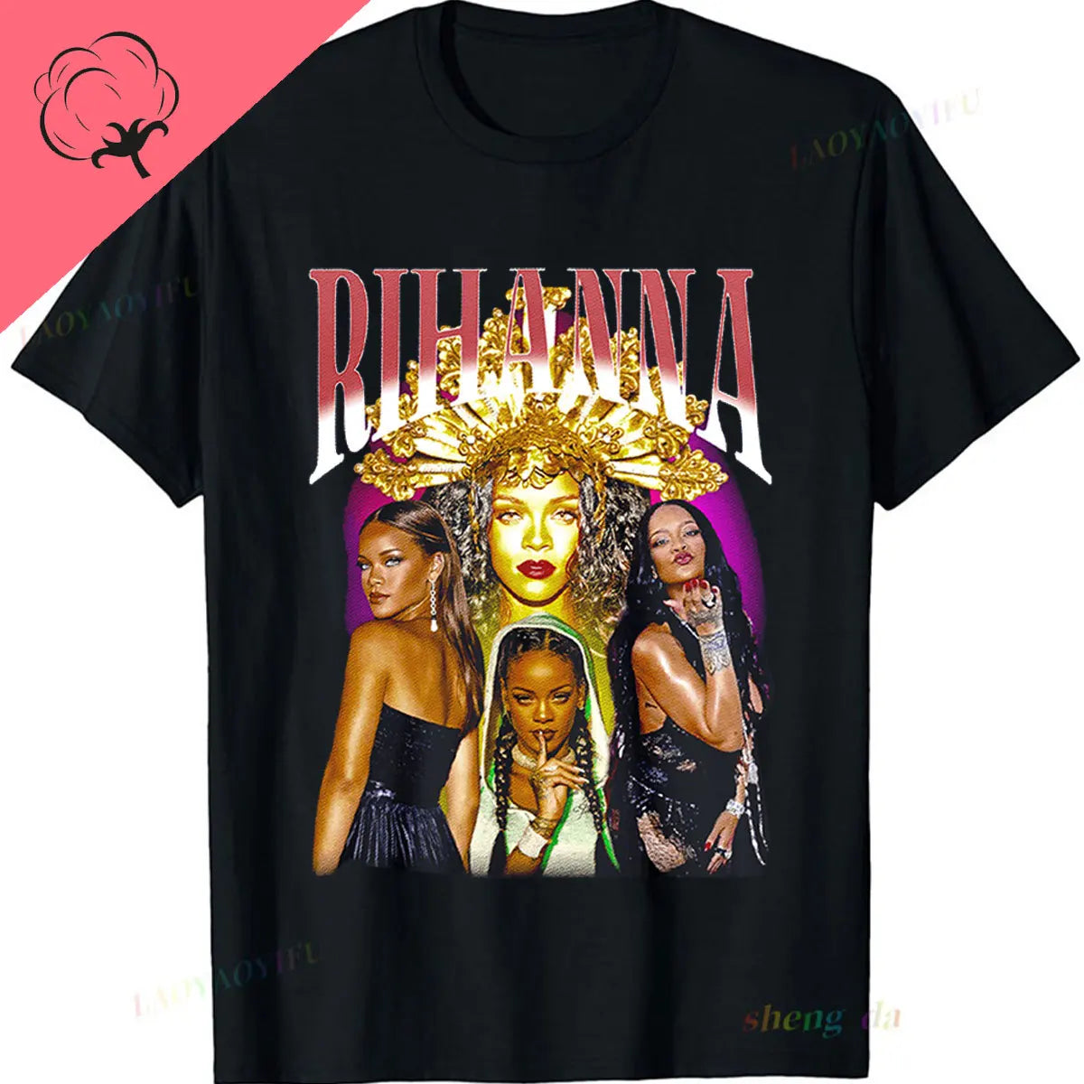 The America Famous Fashion Popular Playera Rihanna Printed T-shirt High Quality Unisex Camisetas Gothic Letter Graphic Tops