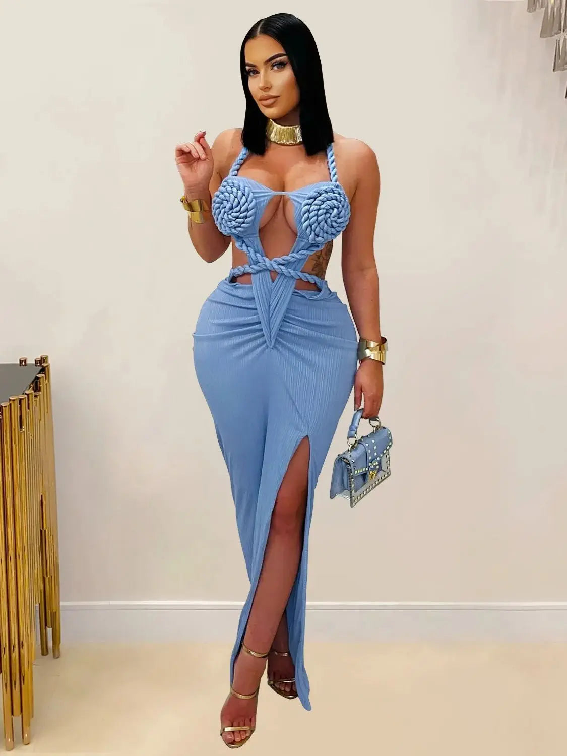 Island Siren Backless Slit Statement Piece with Cut-Out Details & Party Heat Dress
