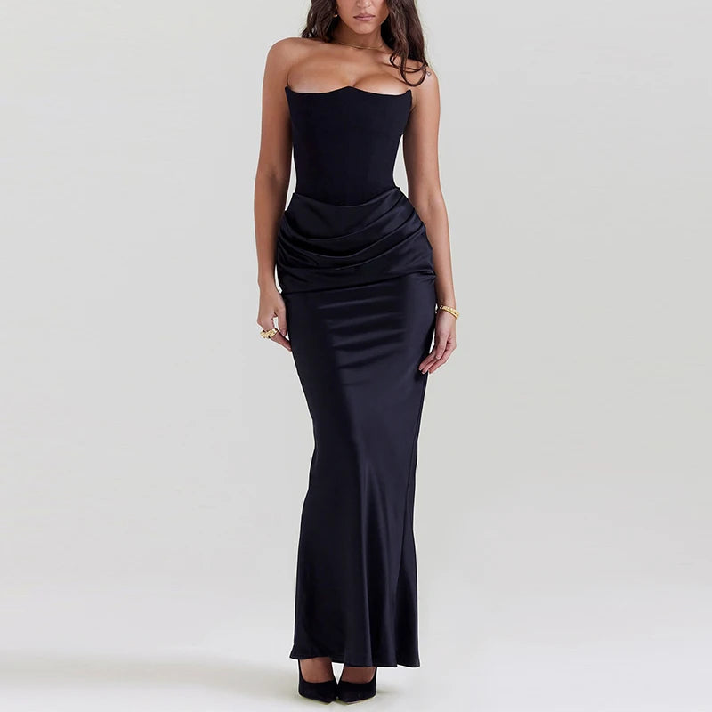 Elegant Strapless Vintage Slim Fit Ladies Dress