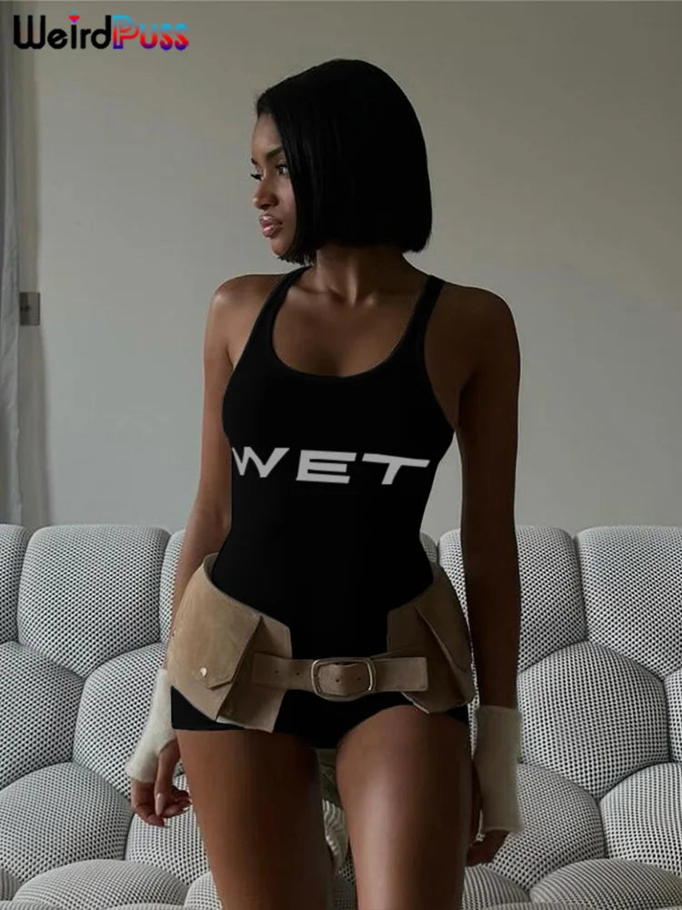 Women Low-Neck Sporty Casual Sleeveless Stretch Activity Skinny Playsuit Tight Short Overalls