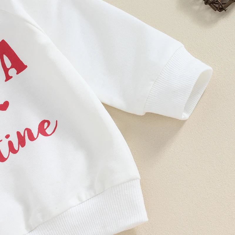 Valentine's Day Infant Baby Boys Pants Set Long Sleeve Letters Print Sweatshirt Elastic Waist Pants Outfit Suit
