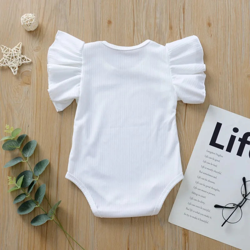 Baby Girls Bodysuit Infant Large Ruffled Sleeve One Piece Cute Baby Clothing Toddler Solid Color Jumpsuit