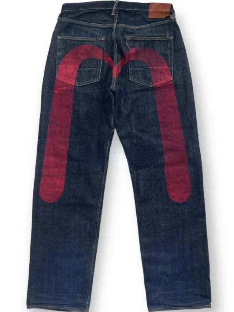 Y2K New Best-Selling Jeans Retro Personalized Print Jeans Women’s Punk Hip Hop Gothic Loose Straight Denims Couple Street wear