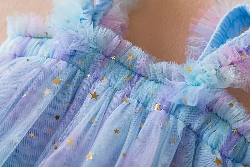 Baby Girls Suspender Sleeveless Toddler Girls Dresses Rainbow Color Tullle Dress