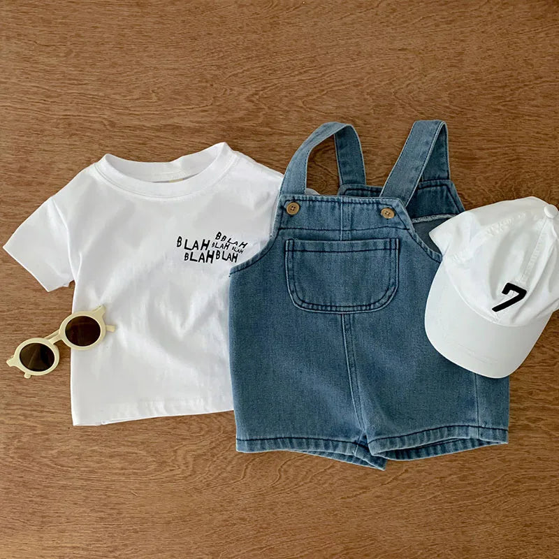 Infant Tee and Denim Overall Suit Toddler Outfit